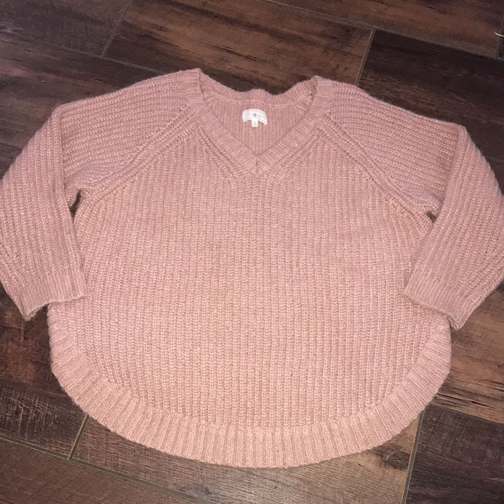 Lou & Grey Oversized Dusty Pink Knit Shirttail Sweater sz Small